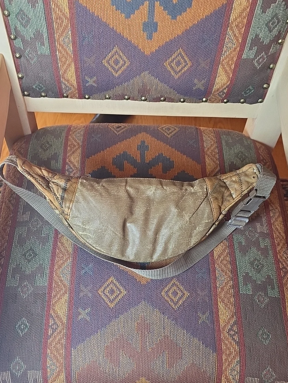 Vintage 90's Boho  Distressed Leather Patchwork Fanny Pack Sling Bag
